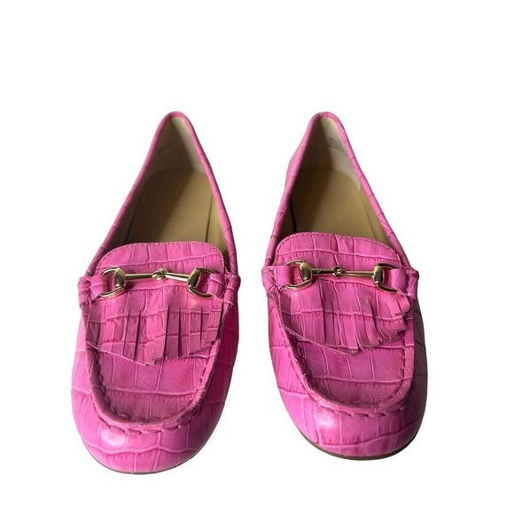 Talbots Everson Horsebit Embossed Leather Driving Moccasins Loafer Pink Size 6M - Picture 5 of 5